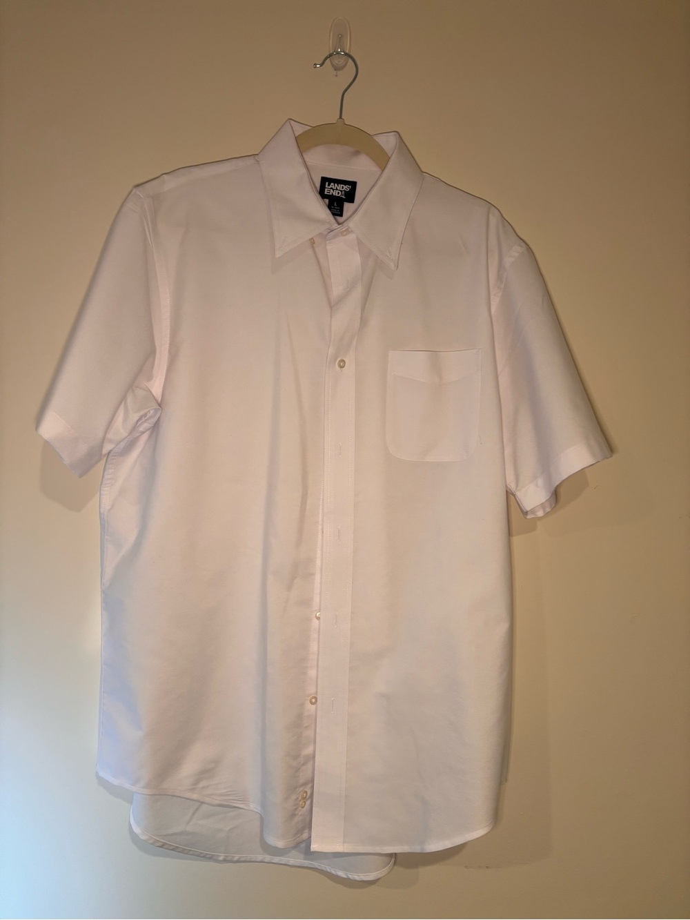Lands' End Men's Short-Sleeve White Button-Down Shirt